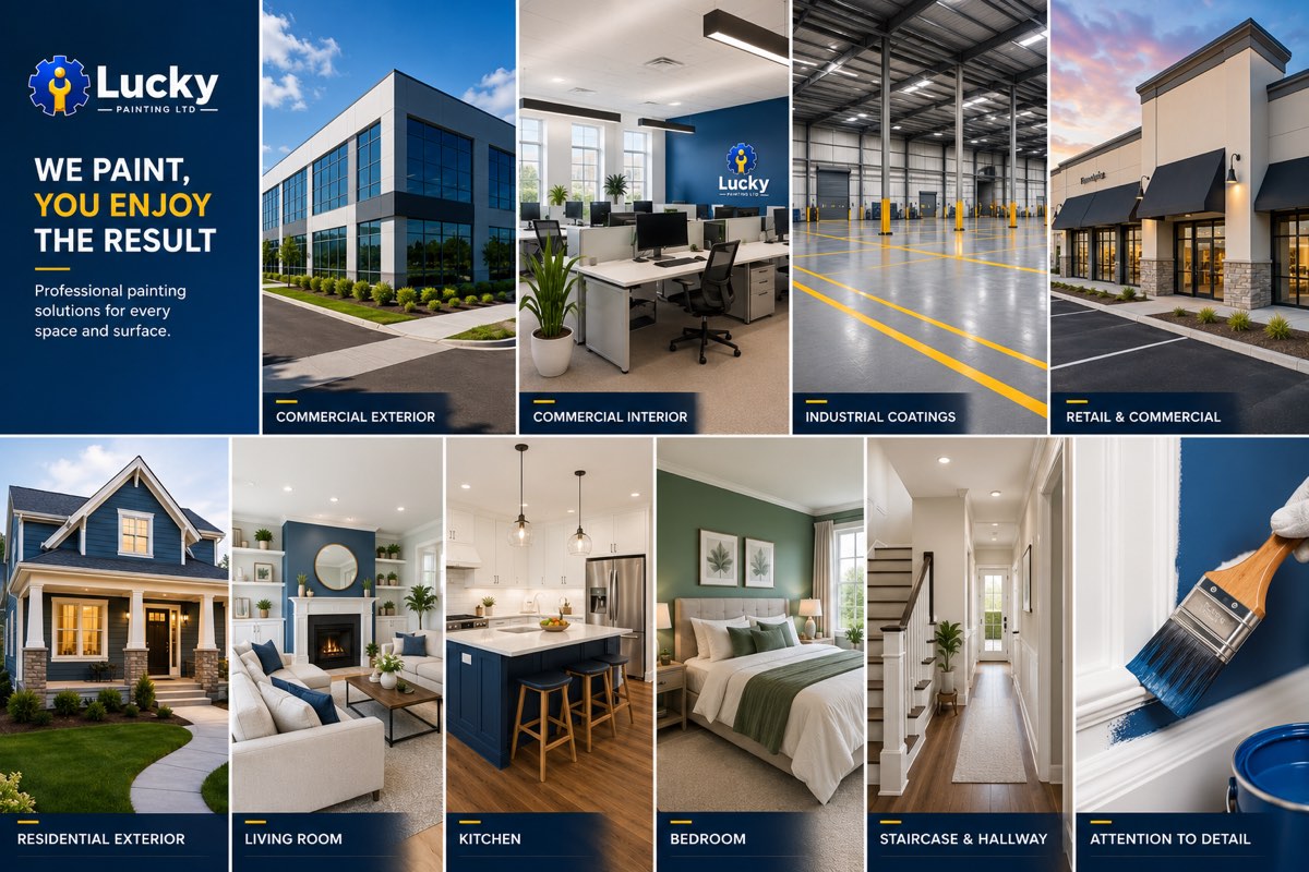 Showcase of Lucky Painting projects across commercial and residential spaces